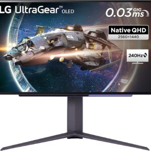 Gaming PC & Gaming Monitors – LG Electronics 27GR95QE-B Ultragear Gaming Monitor 27 Inch (67.32 cm), OLED, 2560 x 1440, 16:9, WQHD 1440p, 98.5% DCI-P3, HDR10, 0.03 ms GtG, 200 cd/m², 240 Hz – Black