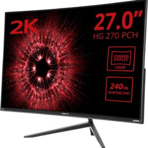 Gaming PC & Gaming Monitors – Hannspree HG270PCH 68.6 cm (27) Curved 1800R, 240Hz, Gaming Monitor LED Monitor Full HD, 250cd, HDMI DP, Speaker Tilting Pip PBP VESA, Black
