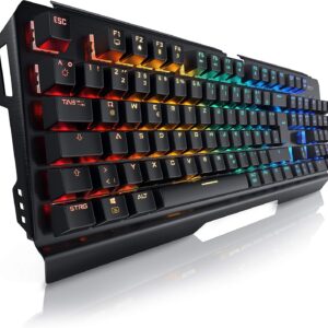 Gaming Tastatur & Maus – CSL-Computer Titanwolf – Mechanical Keyboard Alumar – Mechanical Keyboard Gaming – Gaming Keyboard – Anti-Ghosting – QWERTZ Layout DE – Full Key Rollover – RGB LED Backlight