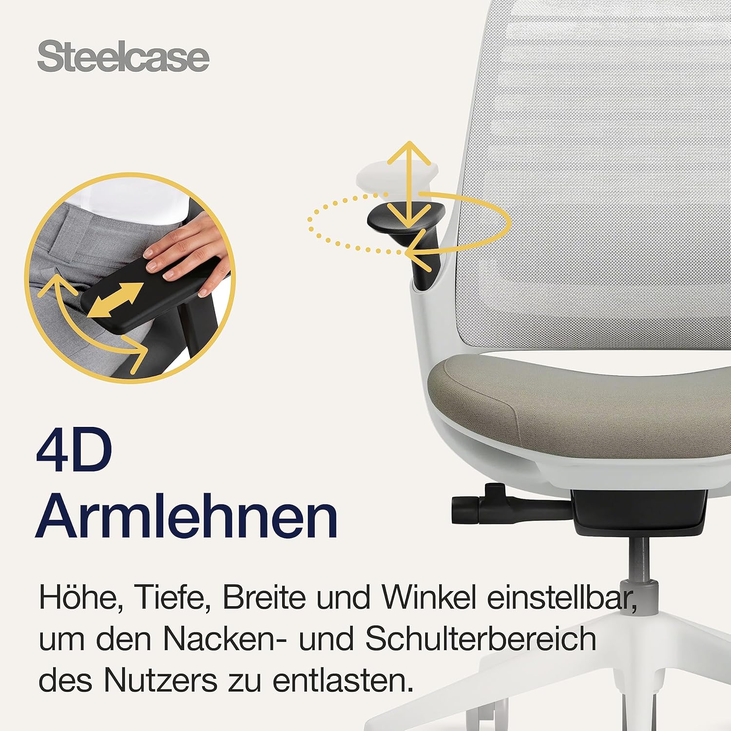 Gaming Chairs - Steelcase Series 1 Ergonomic Office Chair with LiveBack Lumbar Support and 4D Armrests Truffle – Bild 5