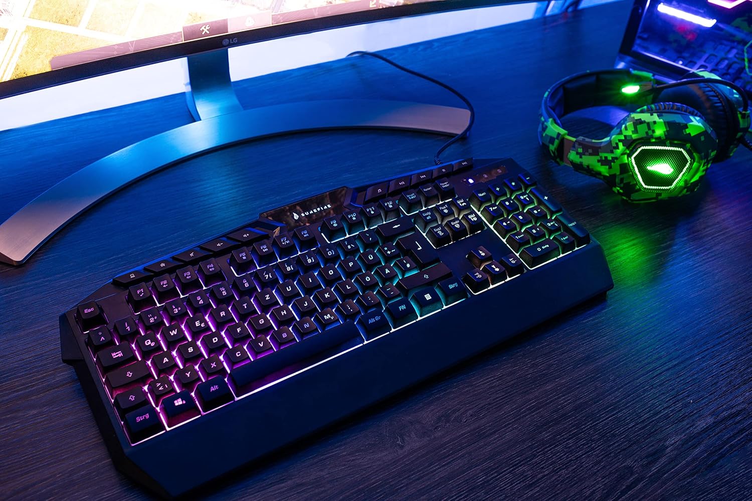 Gaming Tastatur & Maus - SureFire Kingpin Gaming Keyboard, Gaming Multimedia Keyboard with Programmable LED Backlight, RGB Keyboard with USB Cable, 25 Anti-Ghosting Keys, QWERTZ Layout German – Bild 5