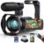 Videokamera 4K 60FPS WiFi Camcorder HD 48MP Webcam IR Nachtsicht Vlogging Kamera für YouTube 18X Digitalzoom 3,0 Touchscreen Video Camera mit SD-Karte, 2 Batterien, Fernbedienung, und Stabilisator
