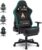 Gaming Chairs – Symino Gaming Chair – Ergonomic Office Chair in Racing Style, 200 kg Load Capacity, Adjustable Armrests, Vintage PU Leather, Gaming Chair with Footrest (Black)
