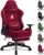 Gaming Chairs – Vittanly Gaming Chair, Luxury Faux Suede Gaming Chair, Office Chair, Ergonomic Desk Chair with Footrest, Headrest and Lumbar Cushion, 3D Armrests, 90-155° Backrest, Wine Red