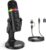 Streaming-Equipment – zealsound USB Microphone for PC iPhone, Plug & Play RGB Podcast Microphone with Noise Reduction & Mute Switch for Gaming Streaming Twitch YouTube Discord to PS5 Mac, with USB-C & Lightning Adapter