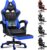 Gaming Chairs – ALFORDSON Comfortable Gaming Office Chair, Integrated Footrest, Lumbar Cushion, 150° Tilt Adjustment, Leather Seat with High Back, Blue
