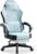 Gaming Chairs – Dowinx Gaming Chair Fabric with Spring Cushion, Massage Lumbar Support, Office Chair with Footrest for Adults, Ergonomic Gaming Armchair, Large and High for Office Gaming, 135 kg, Aqua
