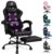 Gaming Chairs – ALFORDSON Gamer Chair Gaming Chair with Retractable Footrest, Racing Chair with 8 Massage Points, 150° Tilt, Ergonomic Executive Chair, PU Leather, Height Adjustable, 180kg Load Capacity, Black