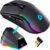 KLIM Blaze Y Wiederaufladbare kabellose Maus – NEU – Gaming Maus mit RGB und Ladestation – Hochpräziser Sensor und langlebiger Akku – Bis zu 6000 DPI – Kabel- und Wireless Mouse für PC – Schwarz