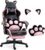 Gaming Chairs – Cute Gaming Chair with Cat Paw Lumbar Cushion and Cat Ears, Ergonomic Gamer Chair with Footrest, Reclining PC Game Chair for Girls, Teenagers, Children, Black Pink
