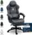 Gaming Chairs – Dowinx Ergonomic Gaming Chair with Adjustable Massage Lumbar Cushion, Microfibre Velour, Thick Seat Padding, Extendable Footrest, Adjustable Armrests, 160° Tilt, Light Grey