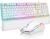 RedThunder K10 Gaming Tastatur und Maus Set, QWERTZ DE-Layout, Metallplatte und Handballenauflager,RGB-Hintergrundbeleuchtung – und 7D mit Ergonomische – für PC Mac Gamer(Weiß)