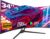 Curved Gaming Monitor 34 Zoll 165Hz, Ultrawide PC Bildschirm UWQHD 3440x1440P, Gebogenes Computerbildschirm, VA, 1500R, 128% sRGB, Displayport, HDMI, VESA 75 * 75mm