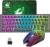 Gaming Tastatur & Maus – 2.4GHz Keyboard Mouse Gaming Set Wireless Illuminated 61 Keys Rainbow 3800 mAh Rechargeable Mechanical Feel Keyboard, 2400 DPI Rainbow Light LED 6 Buttons Mouse, Compatible PC Black