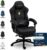 Gaming Chairs – Dowinx Ergonomic Gaming Chair with Adjustable Massage Lumbar Cushion, Microfibre Velour, Thick Seat Padding, Extendable Footrest, Adjustable Armrests, 160° Tilt, Light Black