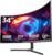 Gawfolk 34 Zoll Ultrawide Curved Gaming Monitor 165Hz, 1500R PC Bildschirm UWQHD 3440×1440 mit Höhenverstellung, Gebogenes Computerbildschirm unterstützt VESA 75 x 75 mm