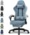 Gaming Chairs – GTPLAYER Gaming Chair, Ergonomic Gaming Chair, Desk Chair with Fabric Surface, Spring Seat Cushion, Connecting Armrests and Footrest, Light Blue
