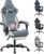 Gaming Chairs – Gaming Chair Ergonomic Gamer Chair Office Chair with Footrest Racing Computer Chair Height Adjustable Padded Gaming Chair Blue Beige