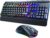 Gaming Tastatur & Maus – RisoPhy Wireless Gaming Keyboard and Mouse, Metal Plate, 7 Color Backlight, Rechargeable 3200mAh Battery, Palm Rest, Sleep Mode, Illuminated Keyboard + Mice