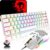 Gaming Tastatur & Maus – RGB Gaming Keyboard and Mouse Set Small, 68 Keys Red Switch 60% Mini Chroma Mechanical Keyboard, 6400DPI Lightweight Programmable Honeycomb Mouse, USB Cable, Compatible with Windows Mac PS4, White