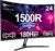 24 Zoll Curved Gaming Monitor 180Hz, 1ms, 130% sRGB, Mit Lautsprechern, HDR, FreeSync, 300cd/m², VA, FHD 1080P, Rahmenlos, HDMI1.4 DP1.2 Ports (MFG24C1 HDMI-Kabel im Lieferumfang enthalten)