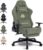 Gaming Chairs – Gaming Chair, Breathable Office Chair, Ergonomic, Faux Suede Gaming Chair, PC Chair, Adjustable and Rotating Desk Chair with Footrest, Headrest and Lumbar Cushion, Green