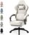Gaming Chairs – Dowinx Fabric Gaming Chair, Massage Gaming Chair with Footrest, Ergonomic PC Chair, Gamer Chair, Office Chair, 150 kg Load Capacity, Beige