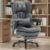 Gaming Chairs – Efomao Office Chair, X Embroidery Big and Tall PU Leather Chair for Home, Adjustable High-Backed Computer Gaming Chair, 200 kg Rotating Executive Chair with Footrest and Lumbar Support, Grey