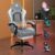 Gaming Chairs – ALFORDSON Office Chair, Gaming Chair, Massage Gaming Chair, Ergonomic Gamer Chair with Footrest, Headrest, Massage Lumbar Cushion, Padded, Swivel Chair Made of Linen Fabric, Grey