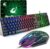 Gaming Tastatur Und Maus Set, QWERTZ German Layout Regenbogen LED Hintergrundbeleuchtung Ergonomische Keyboard 6 Tasten 2400 DPI Maus und Mauspad, USB Verkabelt, Kompatibel mit PS4 Xbox, Schwarz