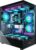 PC Gehäuse ATX Vorinstallation 6 PWM ARGB-Lüfter, Mid Tower ATX Computer Gehäuse mit Panoramadoppelglas, Type-C Gaming PC Gehäuse, Schwarz(K2)