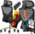 Gaming Chairs – KESSER Ergonomic Office Chair with Adjustable Armrests Swivel Chair with Lumbar Support Back-friendly Desk Chair with Headrest Office Chair Rocker Function up to 125° with 5 x Rubber Wheels